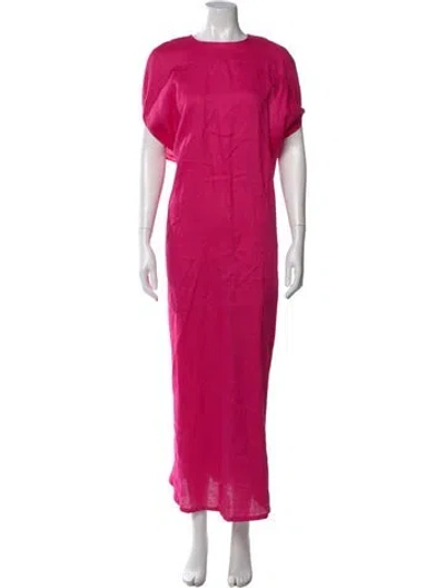 Pre-owned Bernadette Linen Long Dress In Pink
