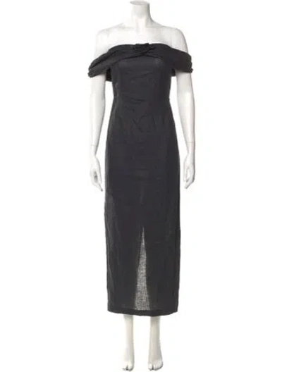 Pre-owned Bernadette Linen Long Dress W/ Tags In Black