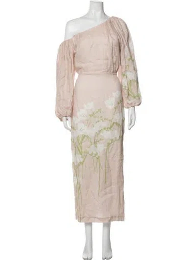 Pre-owned Bernadette Linen Long Dress W/ Tags In Pink