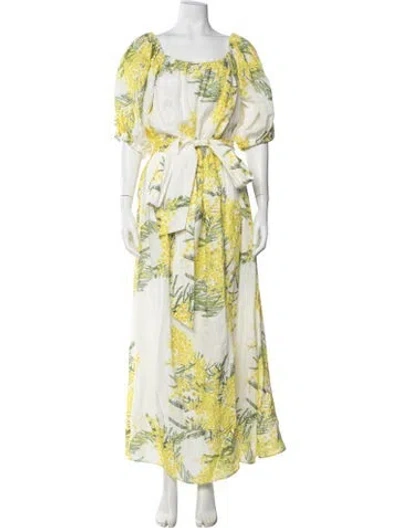 Pre-owned Bernadette Linen Long Dress In White