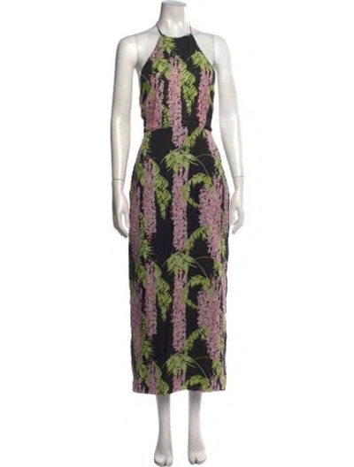 Pre-owned Bernadette Linen Midi Length Dress In Multicolor