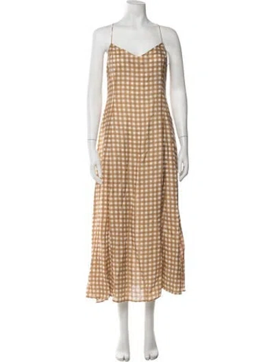 Pre-owned Bernadette Linen Midi Length Dress In Multicolor