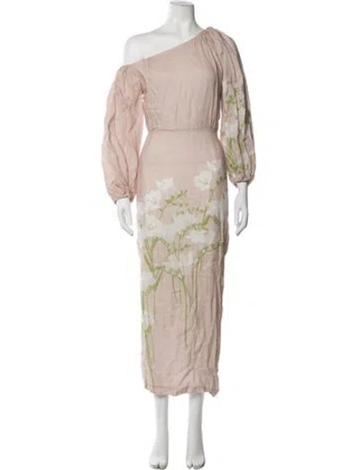 Pre-owned Bernadette Linen Midi Length Dress In Pink