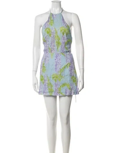 Pre-owned Bernadette Linen Mini Dress In Blue