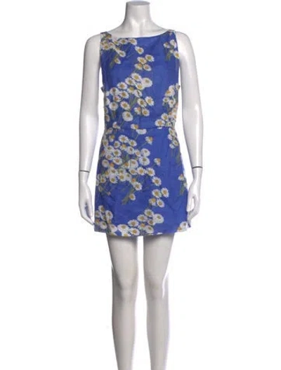 Pre-owned Bernadette Linen Mini Dress In Blue