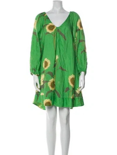 Pre-owned Bernadette Linen Mini Dress In Green