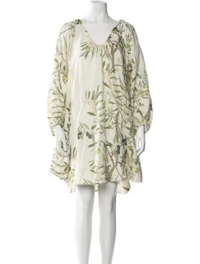 Pre-owned Bernadette Linen Mini Dress In Green