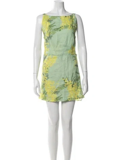 Pre-owned Bernadette Linen Mini Dress In Green