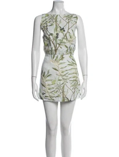 Pre-owned Bernadette Linen Mini Dress In Green
