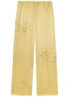 Bernadette Louis Embellished Silk-blend Satin Wide-leg Pants In Yellow