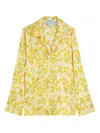 Bernadette Louis Floral-print Stretch-silk Pyjama Shirt In Yellow