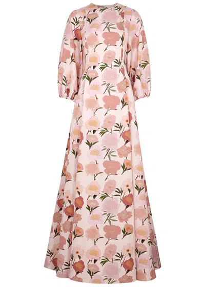 Bernadette Maddie Floral-print Taffeta Maxi Dress In Pink