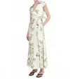 Bernadette Mara Olive Tree Print Dress In Olive Tree/butter In White