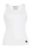 Bernadette Marcel Cotton Tank Top In  Cotton Ivory W Black Rose