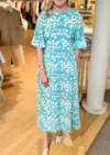 Bernadette Marjorie Floral Maxi Dress In Turquoise In Blue