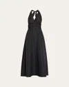 Bernadette Marylin Camelia Embossed Cotton Midi Halter Dress