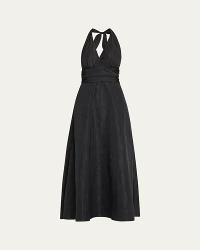 Bernadette Marylin Camelia Embossed Cotton Midi Halter Dress
