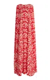 Bernadette Minnie Buttercup-print Crepe Maxi Cape Dress