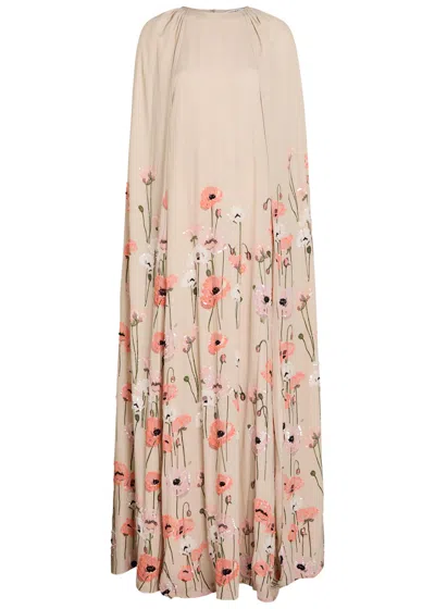 Bernadette Minnie Cape-effect Crepe Maxi Dress In Neutral