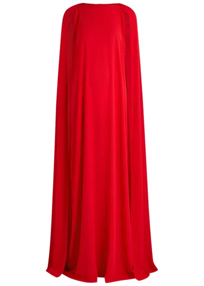 Bernadette Minnie Draped Chiffon Gown In Red