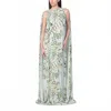 Bernadette Minnie Cape-effect Embellished Floral-print Crepe De Chine Gown In Blue