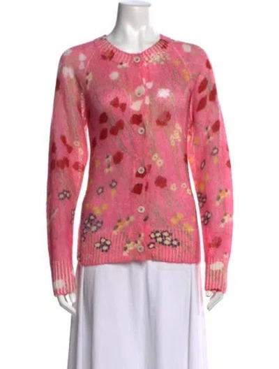 Pre-owned Bernadette Mohair Floral Print Sweater In Pink