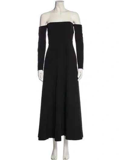 Pre-owned Bernadette Off-the-shoulder Long Dress In Black