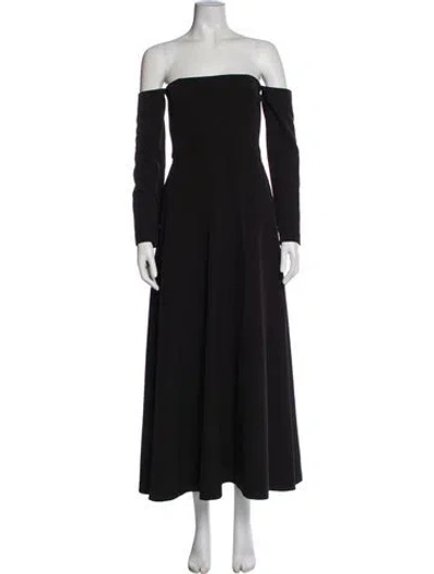 Pre-owned Bernadette Off-the-shoulder Long Dress In Black