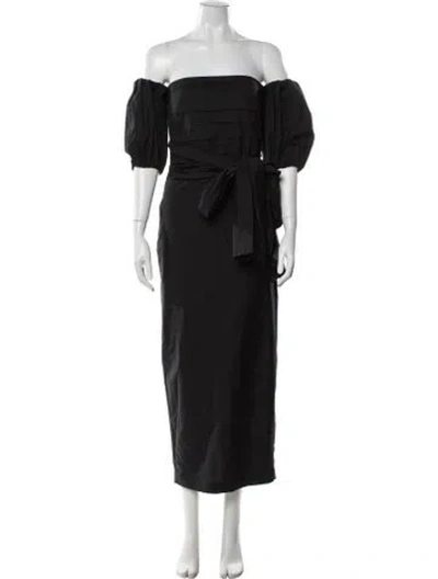 Pre-owned Bernadette Off-the-shoulder Long Dress In Black