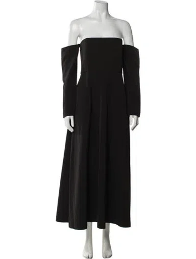 Pre-owned Bernadette Off-the-shoulder Long Dress In Black
