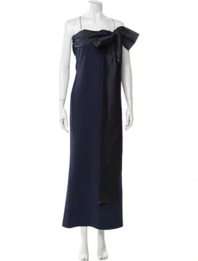 Pre-owned Bernadette Off-the-shoulder Long Dress In Blue