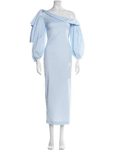 Pre-owned Bernadette Off-the-shoulder Long Dress In Blue