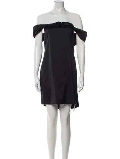 Pre-owned Bernadette Off-the-shoulder Mini Dress In Black