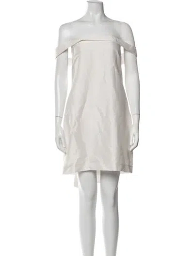 Pre-owned Bernadette Off-the-shoulder Mini Dress In Neutrals