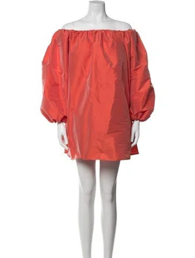 Pre-owned Bernadette Off-the-shoulder Mini Dress In Orange