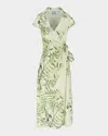 Bernadette Olive Tree Print Wrap Dress In Olive Tree-butter