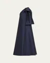 Bernadette One-shoulder Bow Voluminous Gown In Midnight Blue
