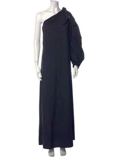 Pre-owned Bernadette One-shoulder Long Dress In Black