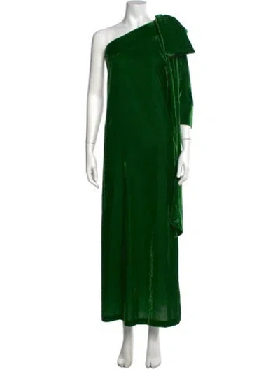 Pre-owned Bernadette One-shoulder Long Dress In Green