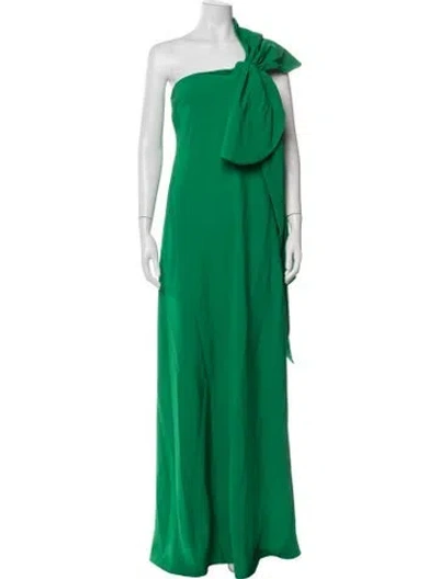 Pre-owned Bernadette One-shoulder Long Dress In Green
