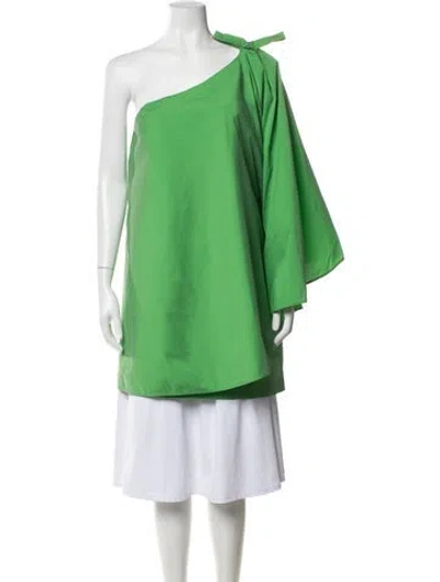 Pre-owned Bernadette One-shoulder Long Sleeve Top In Green