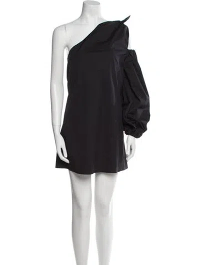Pre-owned Bernadette One-shoulder Mini Dress In Black