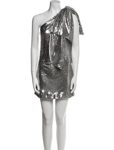 Pre-owned Bernadette One-shoulder Mini Dress In Silver