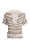 Bernadette Ophelia Striped Virgin Wool Polo Top In Multi