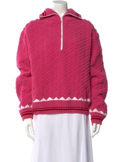 Pre-owned Bernadette Patterned Mock Neck Sweater In Pink