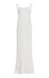 Bernadette Pearl-embroidered Silk Maxi Slip Dress In White