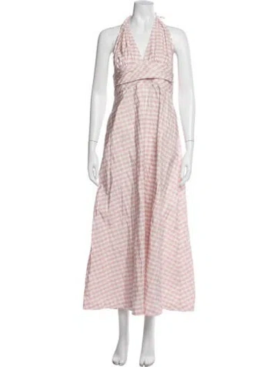 Pre-owned Bernadette Plaid Print Long Dress In Pink