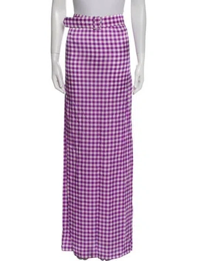 Pre-owned Bernadette Plaid Print Long Skirt In Purple