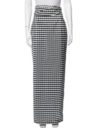 Pre-owned Bernadette Plaid Print Long Skirt W/ Tags In Blue