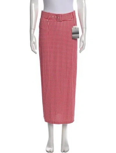 Pre-owned Bernadette Plaid Print Long Skirt W/ Tags In Red